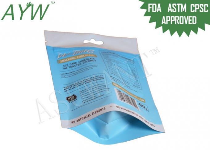 60g Notch Snack Plastic Packaging Bags , Food Flexible Packaging Pouches With Resealable Zipper