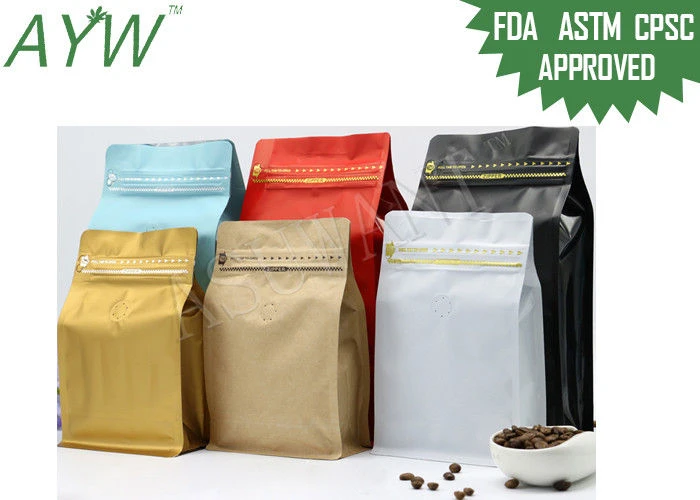 커피 원두 재사용 평평한 바닥 가방 16oz Degassing 밸브가 포함 된 맞춤형 색상