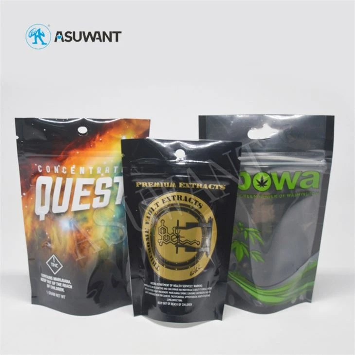 THC Cannabis Cookies Ziplock Mylar Bags Custom Labels Printing Biodegradable 3.5g Ziplock Smell Proof Mylar Stand Up Packaging Bags For Medical Weed