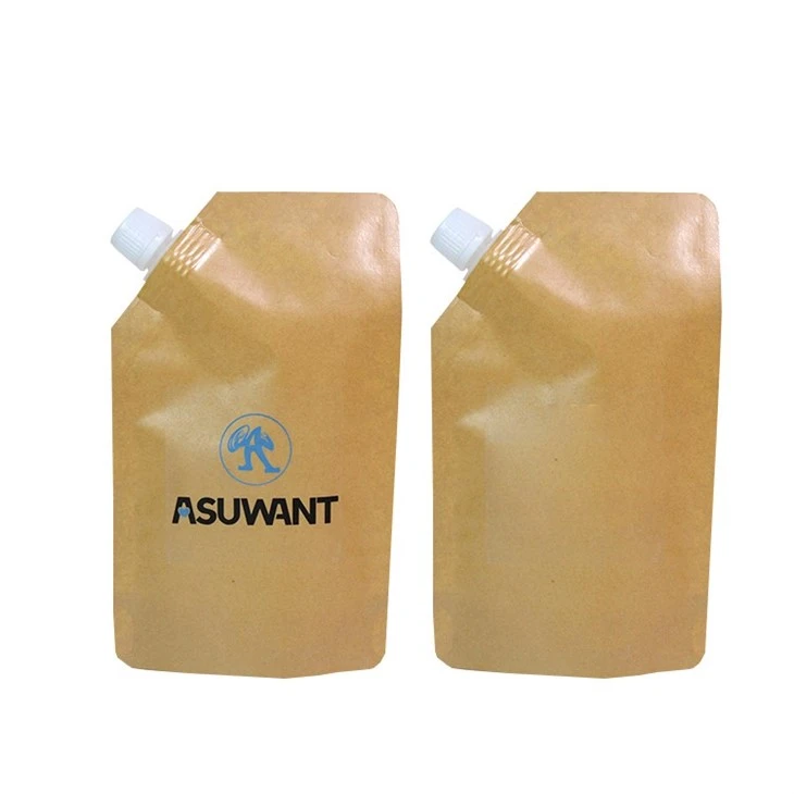 Eco-friendly Kraft Paper Spout Pouches Doypack Juice Pouch Pouches For Liquid