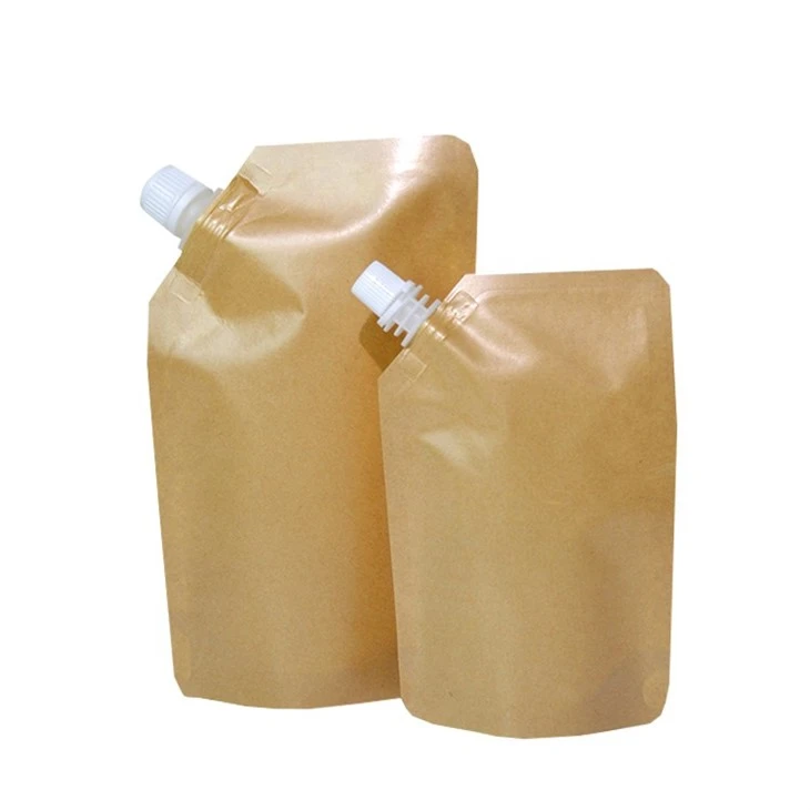 Eco-friendly Kraft Paper Spout Pouches Doypack Juice Pouch Pouches For Liquid