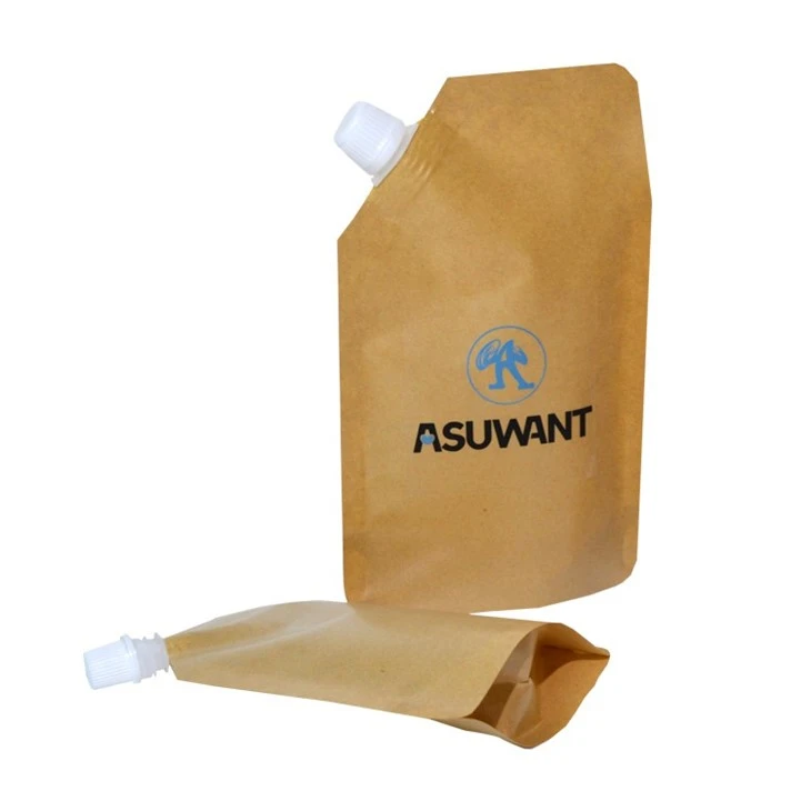 Eco-friendly Kraft Paper Spout Pouches Doypack Juice Pouch Pouches For Liquid