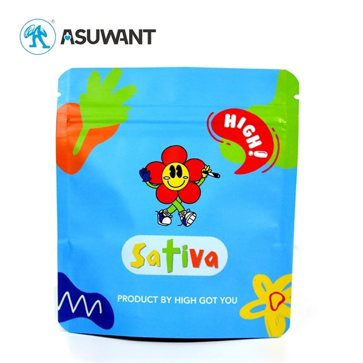 Smell Proof Edible Plastic Zipper Lock Food Packaging Customized Matte Digital Printing Stand Up Pouch Bag